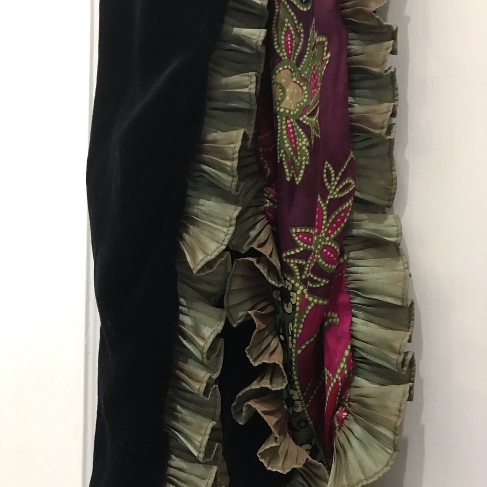Silk and Velvet Scarf with Ruffle Edge - Picture 6 of 9
